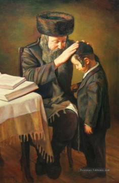grand père et garçon juif Peinture à l'huile